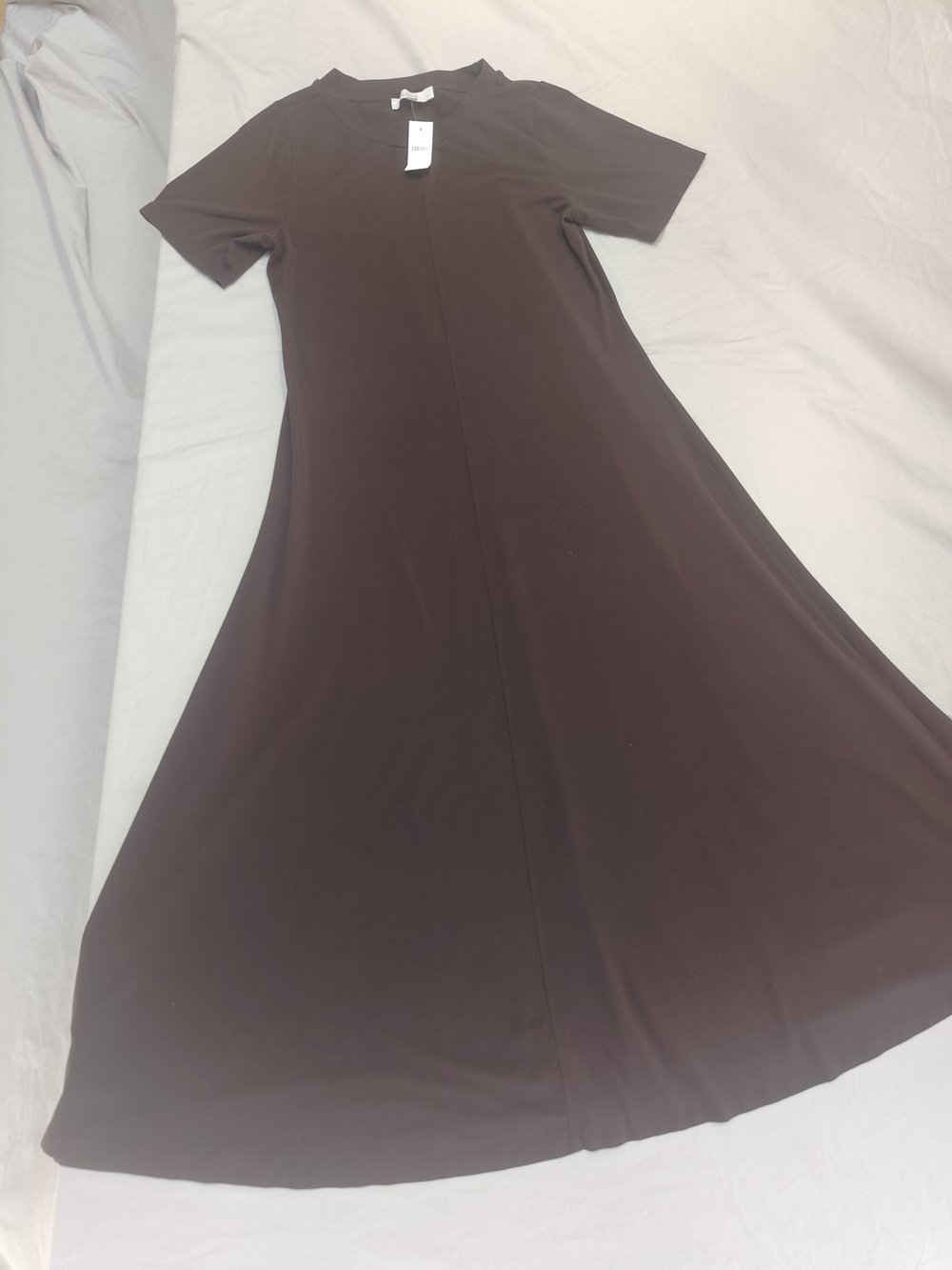 LOFT Brown Maxi A-Line Short Sleeve Dress